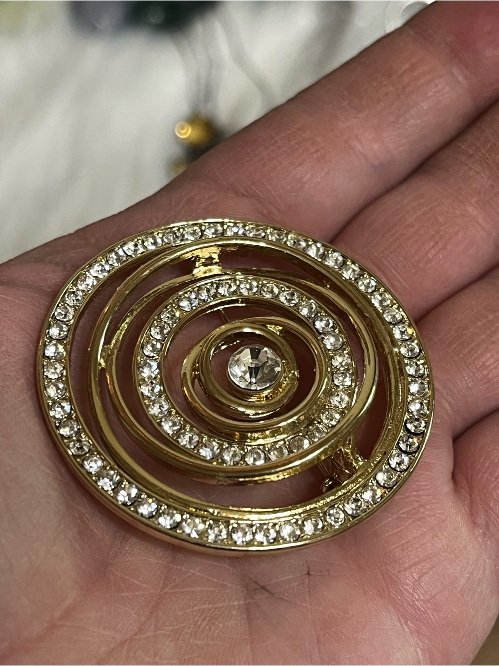 Swirl Rhinestone Brooch - Picture 6 of 8